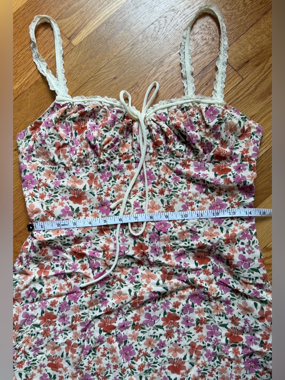 0331 - Commense Floral Print Trim Cami Midi Dress - Picture 11 of 14